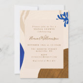 モダン抽象芸術図形ブルー銅ブライダルシャワー 招待状 (正面)
