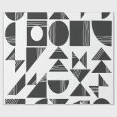 モダン抽象芸術図形 |白黒 ラッピングペーパー (フラット)