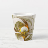 モダン抽象芸術大切メタルカラーのフラクタル カフェラテマグ (正面)