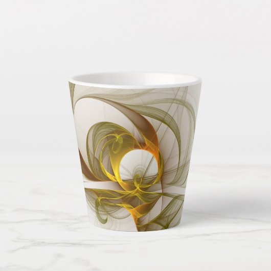 モダン抽象芸術大切メタルカラーのフラクタル カフェラテマグ (正面)