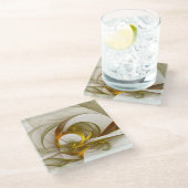 モダン抽象芸術大切メタルカラーのフラクタル ガラスコースター (アングル)