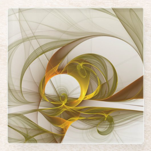 モダン抽象芸術大切メタルカラーのフラクタル ガラスコースター (正面)