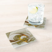 モダン抽象芸術大切メタルカラーのフラクタル ガラスコースター (アングル)