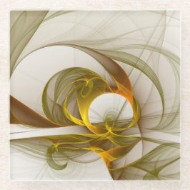 モダン抽象芸術大切メタルカラーのフラクタル ガラスコースター