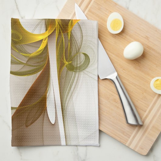 モダン抽象芸術大切メタルカラーのフラクタル キッチンタオル (四つ折り)