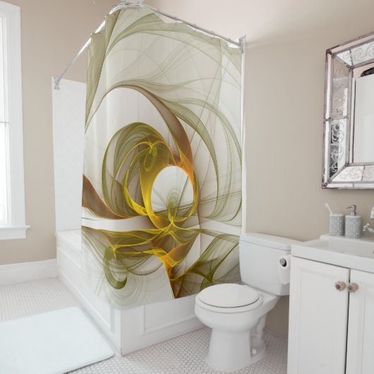 モダン抽象芸術大切メタルカラーのフラクタル シャワーカーテン (インサイチュ)