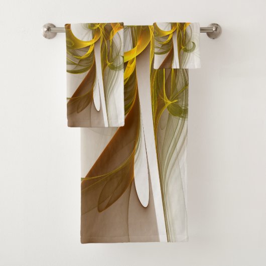 モダン抽象芸術大切メタルカラーのフラクタル バスタオルセット (インサイチュ)