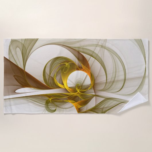 モダン抽象芸術大切メタルカラーのフラクタル ビーチタオル (正面)