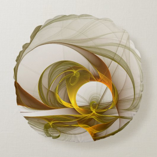 モダン抽象芸術大切メタルカラーのフラクタル ラウンドクッション (正面)