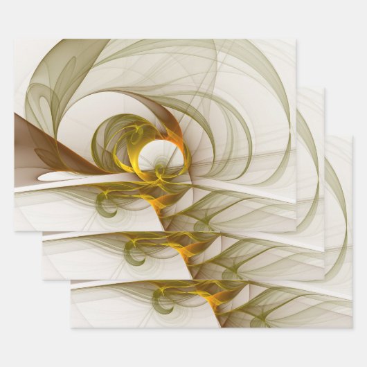 モダン抽象芸術大切メタルカラーのフラクタル ラッピングペーパーシート (セット)