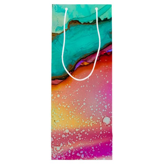 モダン抽象芸術大理石ウォーターカラーデザイン応援 ワインギフトバッグ (裏面)