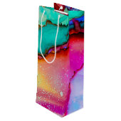 モダン抽象芸術大理石ウォーターカラーデザイン応援 ワインギフトバッグ (裏面アングル)