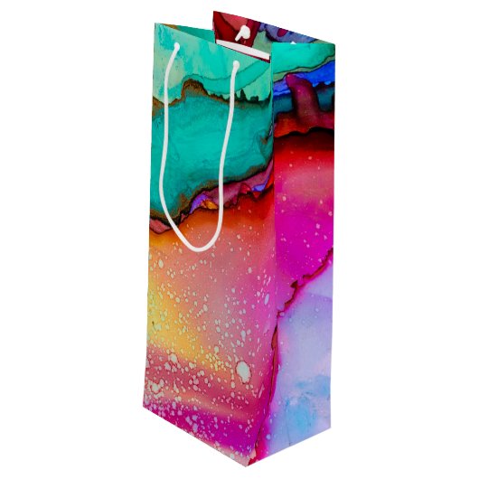 モダン抽象芸術大理石ウォーターカラーデザイン応援 ワインギフトバッグ (裏面アングル)