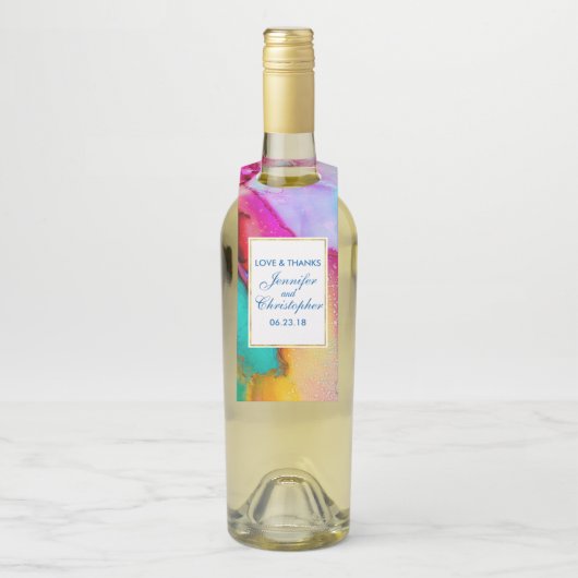 モダン抽象芸術大理石ウォーターカラーデザイン結婚ズ ボトルネックタグ (ボトル)