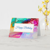 モダン抽象芸術大理石ウォーターカラーデザイン カード (黄色い花)