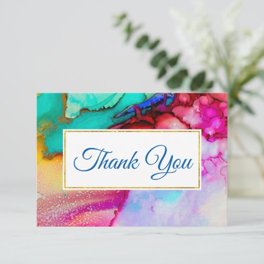 モダン抽象芸術大理石ウォーターカラーデザイン サンキューカード (スタンド正面)