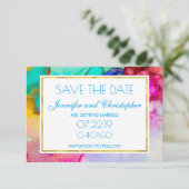 モダン抽象芸術大理石ウォーターカラーデザイン セーブザデート (スタンド正面)