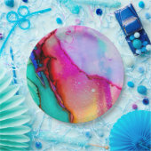 モダン抽象芸術大理石ウォーターカラーデザイン ペーパープレート (パーティー)