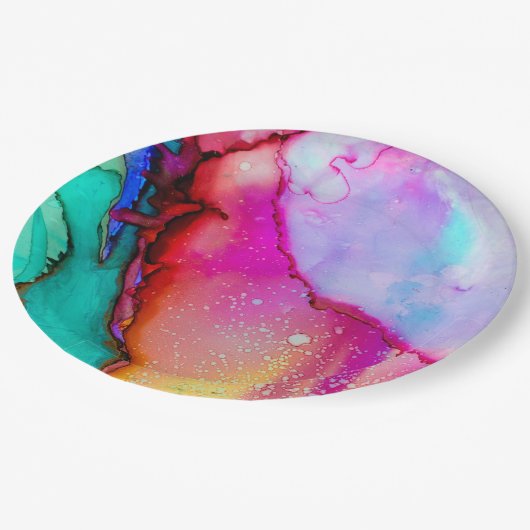 モダン抽象芸術大理石ウォーターカラーデザイン ペーパープレート (アングル)