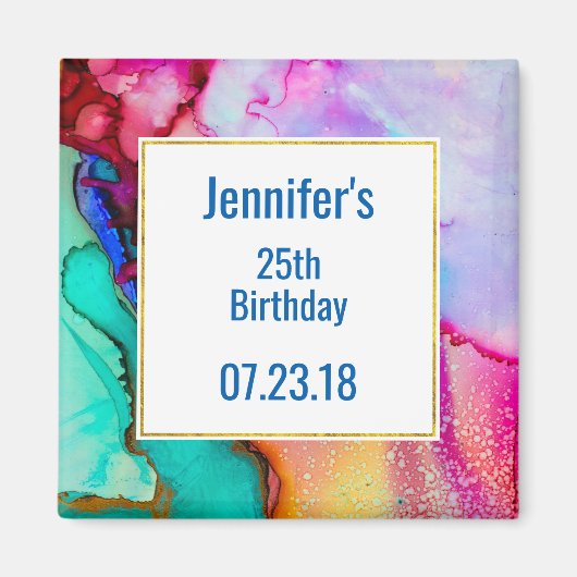 モダン抽象芸術大理石ウォーターカラーデザイン マグネット (正面)