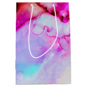 モダン抽象芸術大理石ウォーターカラーデザイン ミディアムペーパーバッグ (正面)