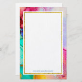 モダン抽象芸術大理石ウォーターカラーデザイン 便箋 (正面/裏面)