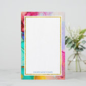 モダン抽象芸術大理石ウォーターカラーデザイン 便箋 (スタンド正面)