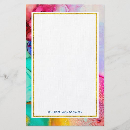 モダン抽象芸術大理石ウォーターカラーデザイン 便箋 (正面)