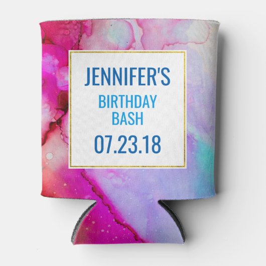 モダン抽象芸術大理石ウォーターカラーデザイン 缶クーラー (正面)