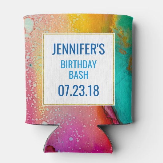 モダン抽象芸術大理石ウォーターカラーデザイン 缶クーラー (裏面)