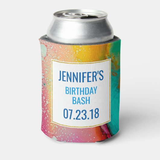 モダン抽象芸術大理石ウォーターカラーデザイン 缶クーラー (缶裏面)