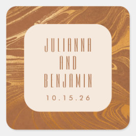モダン抽象芸術大理石スワール金ゴールド結婚のカスタム スクエアシール
