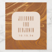 モダン抽象芸術大理石スワール金ゴールド結婚のカスタム ワインラベル (シングルラベル)