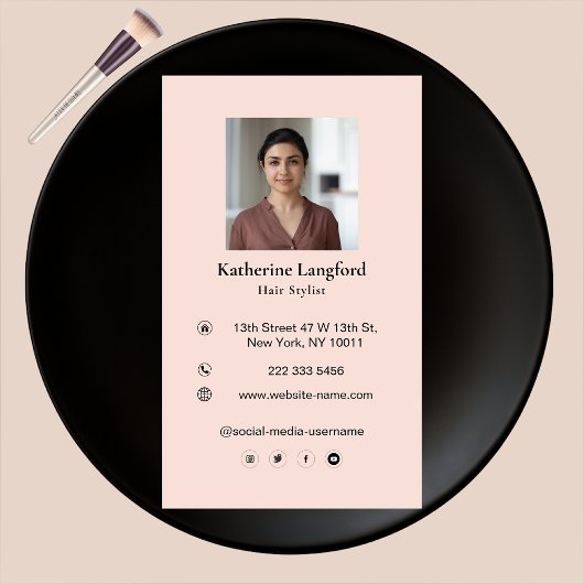 モダン抽象芸術女性美しい顔ログ美容師 名刺