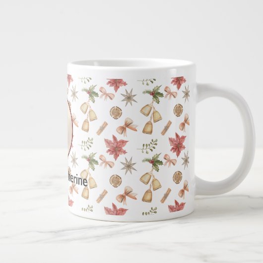 モダン抽象芸術女性美しい顔ロゴ ジャンボコーヒーマグカップ (右)