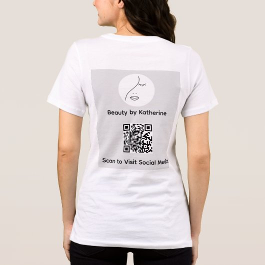 モダン抽象芸術女性美しい顔ロゴ トライブレンドTシャツ (裏面)