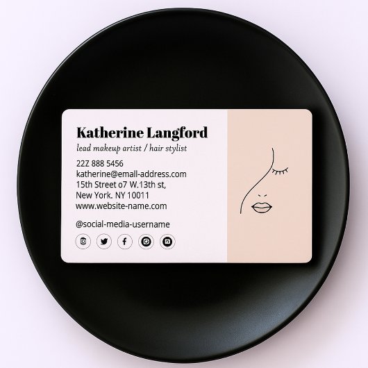 モダン抽象芸術女性美しい顔ロゴ 名刺