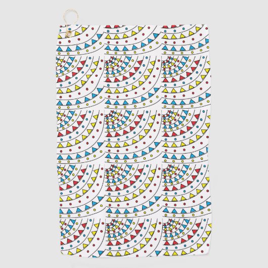 モダン抽象芸術幾何カラフルパターン ゴルフタオル (正面)