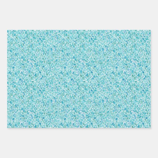 モダン抽象芸術幾何ターコイズ水色 ラッピングペーパーシート (正面2)