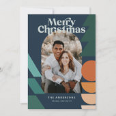 モダン抽象芸術幾何ネイビー休日の写真 シーズンカード (正面)