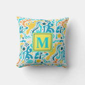 モダン抽象芸術幾何モノグカラフルラム クッション (正面)