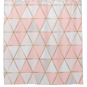 モダン抽象芸術幾何三角形桃金ゴールド シャワーカーテン (正面)