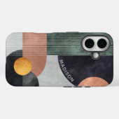 モダン抽象芸術幾何大理石名前をカスタムする Case-Mate iPhoneケース (裏面 (横))