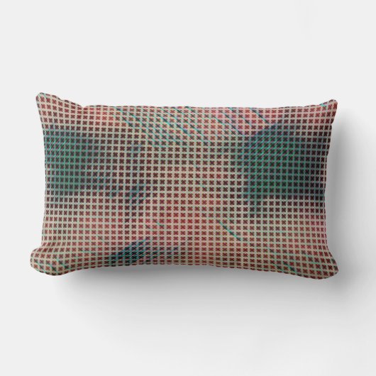 モダン抽象芸術幾何学デジタルパターン1253 ランバークッション (正面)