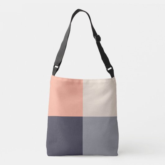 モダン抽象芸術幾何学二乗ニュートラルピーチ クロスボディバッグ (裏面)