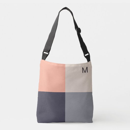 モダン抽象芸術幾何学二乗ニュートラルピーチ クロスボディバッグ (正面)