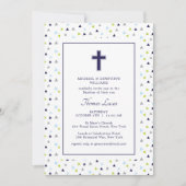 モダン抽象芸術幾何学模様クロスバプテスマ 招待状 (正面)