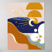 モダン抽象芸術幾何学模様(太陽と月) 箔ポスター (正面)