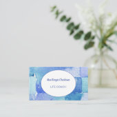 モダン抽象芸術幾何学模様(青) 名刺 (スタンド正面)