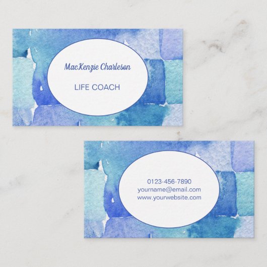 モダン抽象芸術幾何学模様(青) 名刺 (正面/裏面)